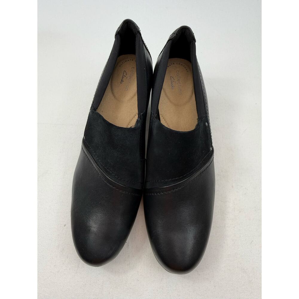Clarks Ultimate Comfort Collection Black Leather Slip‎ On Shoes Clogs Womens 9.5